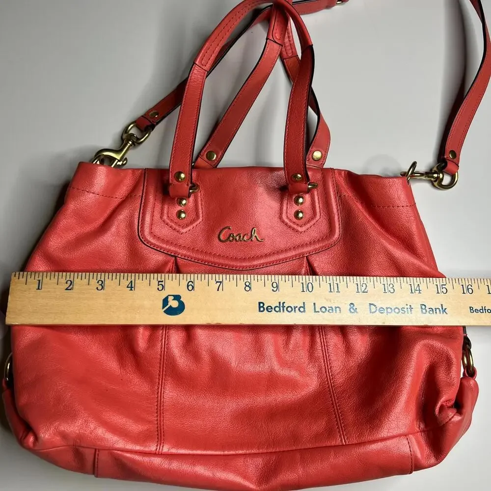 Coach Ashley‎ Vermillion Leather Carryall Purse F19243 D1375 Tote Shoulder Bag